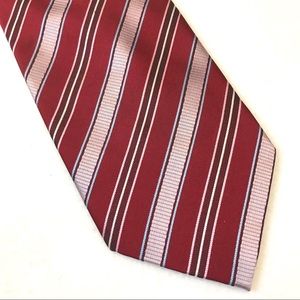 Ermenegildo Zegna Red and Light Pink 100% Silk Tie